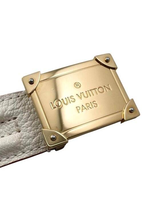 Louis Vuitton Belt Ceinture Pandora Leather Logo Buckle White Beige Gold main image 6